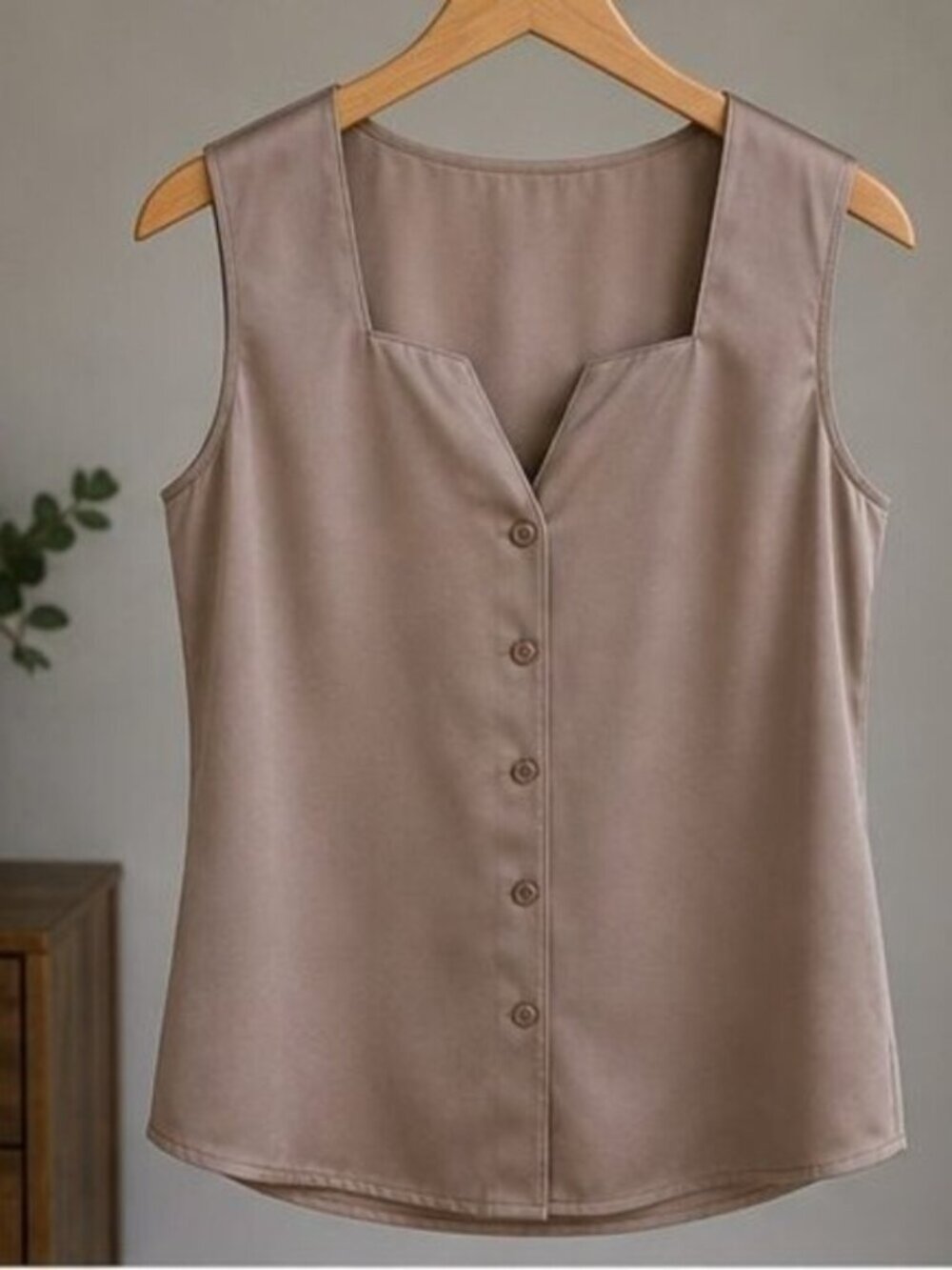 Taupe V Neck Top